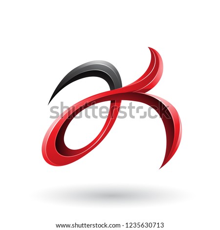 [[stock_photo]]: Black And Red Curly Fish Tail Like Letters A And K Vector Illust