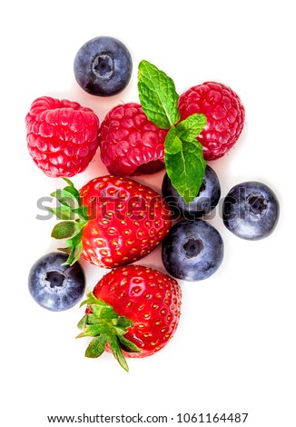 Сток-фото: Heap Of Fresh Exotic Fruits And Berries Isolated On White Background Different Tropical Fruits Coll