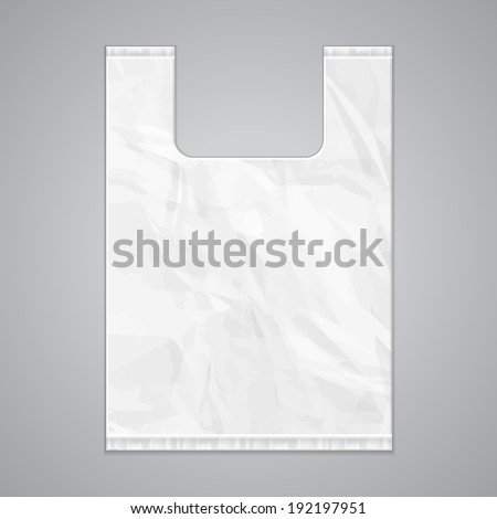 Stock photo: Plastic Bag With Handles Vector Transparent Carrier Handle Wrinkled Wrap Carry Empty Product Polye