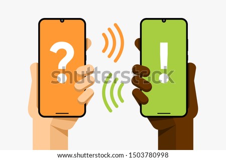 Smartphone Mockup In Human Hand Question On Screen Online Help And Support Vector Flat Colorful T Сток-фото © karetniy