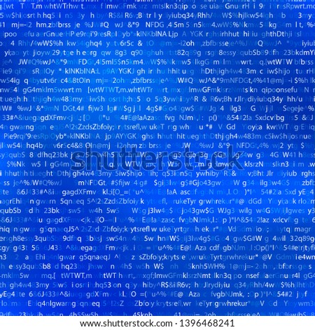 Foto stock: White Abstract Complicated Crypto Symbols On Blue Data Encryption Binary Code Seamless Pattern