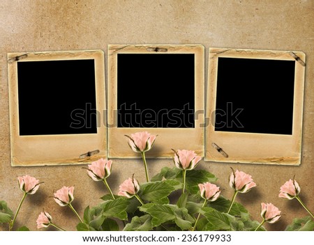 Foto stock: Bouquet Of Beautiful Roses With Slide For Invitation Or Congratu