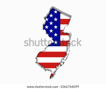 ストックフォト: New Jersey Nj Usa Flag United States America Map 3d Illustration