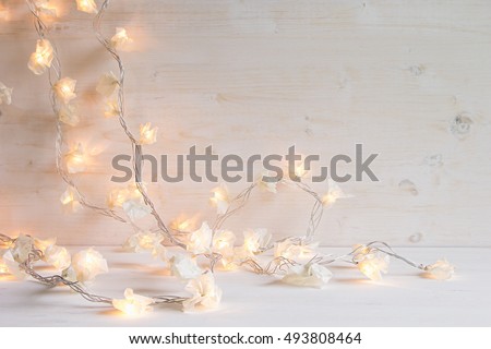 Foto stock: Christmas Soft Home Craft Decorations On A Wood White Background