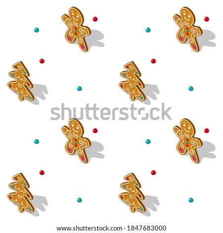 Foto stock: Traditional Christmas Seamless Pattern With Isometric 3d Snowfla