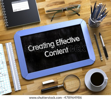 Foto stock: Small Chalkboard With Creating Effective Content 3d Illustration