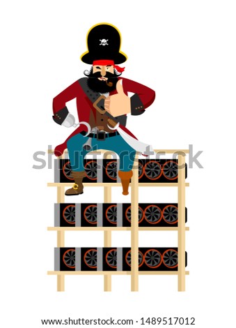 Stockfoto: Mining Farm And Pirate Filibuster On Mining Rig Illegal Extrac