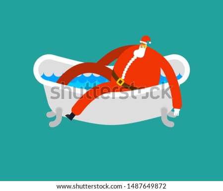 Santa Claus Relaxes In Bath New Year And Christmas Vector Illus Сток-фото © MaryValery