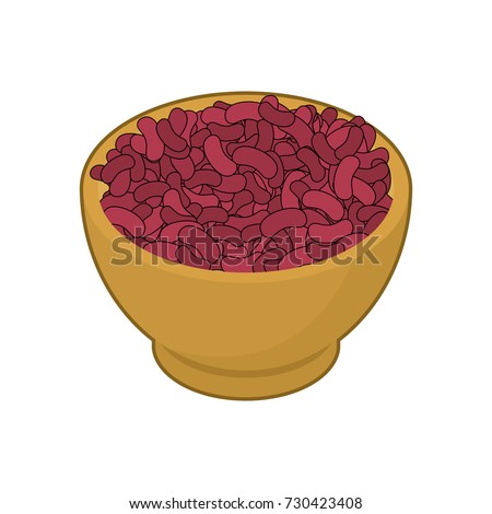 Red Beans In Wooden Bowl Groats In Wood Dish Vector Illustrati Foto stock © MaryValery