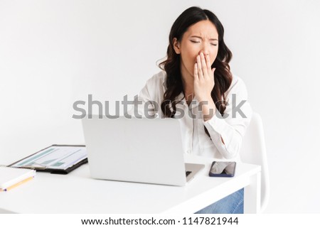 Zdjęcia stock: Photo Of Overworked Tired Asian Business Woman 20s Wearing Offic