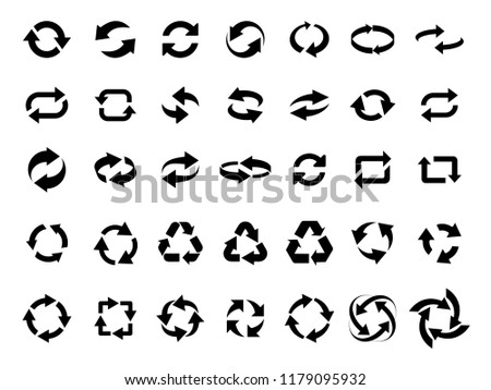 Stockfoto: Three Circle Clockwise Arrows Black Icon Set Vector Illustration Isolated On White Background