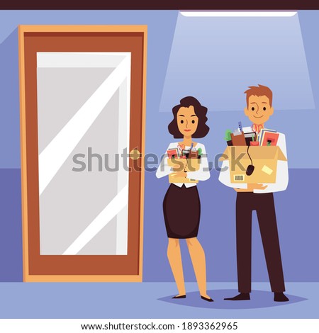 Stockfoto: Moving Relocation Colleagues Changing Office Vector Characters