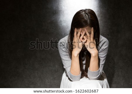 Stock photo: Depress Woman Person With Concrete Background