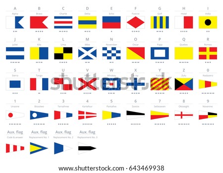 Stockfoto: International Maritime Signal Nautical Flags Isolated On Gray Background