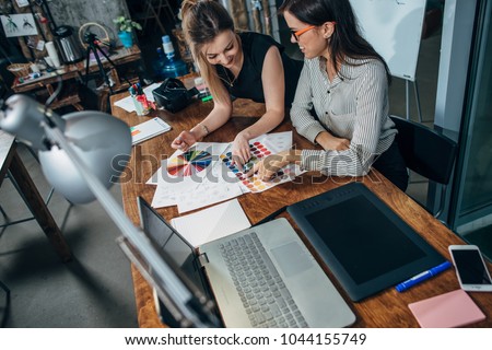 Сток-фото: Two Interior Design Or Graphic Designer At Work On Project Of Ar