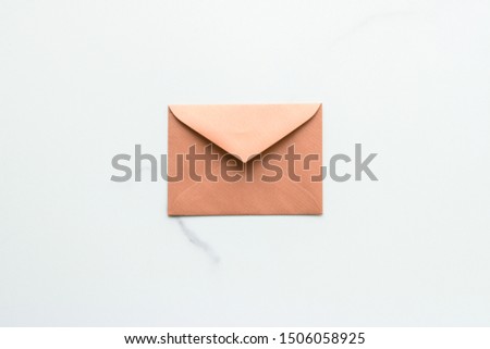 Stock foto: Blank Paper Envelopes On Marble Flatlay Background Holiday Mail