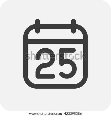 Stockfoto: Simple Black Calendar Icon With 25 June Date Isolated On White