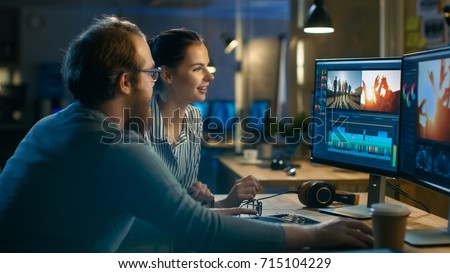 Stock photo: Monitor In Production Studio Showing Man Talking Into A Televisi
