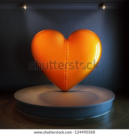 Сток-фото: Beld Heart In Gallery Interior For Valentines Day Greeting Card