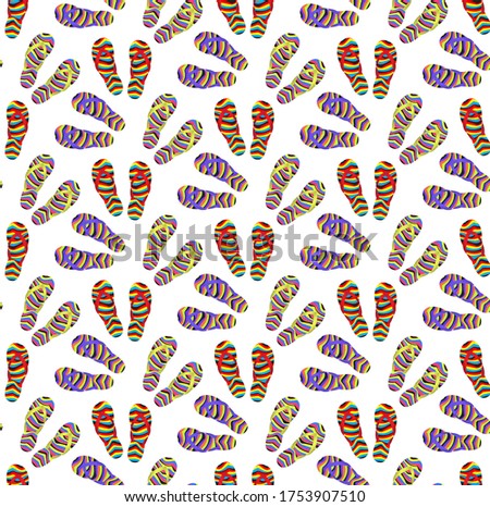 Zdjęcia stock: Flip Flops Seamless Pattern Cartoon Style Summer Infinite Background Shoes Repetitive Texture Ve