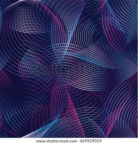 Stockfoto: Vector Seamless Pattern With Curve Lines Swirl Geometric Lines