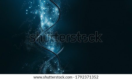 Stockfoto: 3d Illustration Of Abstract Dna Blue Helix In Biological Space