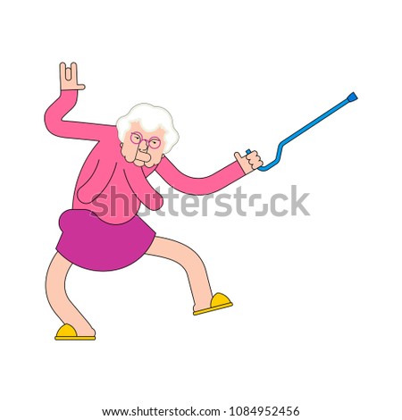 ストックフォト: Grandmother Dance Grandma Dances Old Lady Cool Vector Illustr