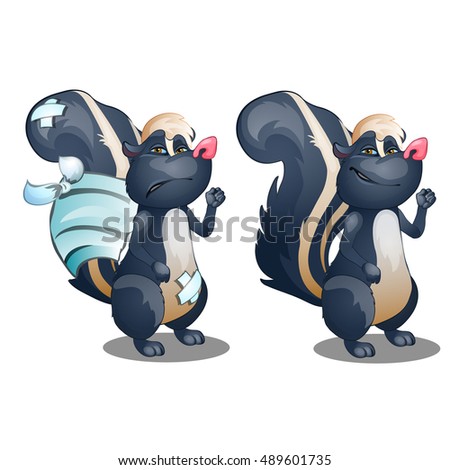 Healthy And Diseased Cute Skunk Isolated On White Background Vector Cartoon Close Up Illustration Foto stock © lady-luck