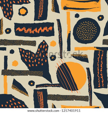 Stok fotoğraf: Vector Seamless Pattern Torn Paper Decorated Paint And Ink Spots Different Shapes With Rough Ribbe