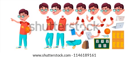 ストックフォト: Boy Schoolboy Kid Vector Primary School Child Animation Creation Set Student Activity Public Per