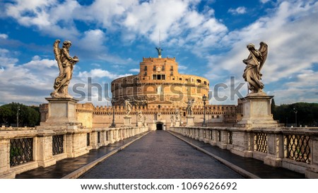Stockfoto: Castel Sant Angelo Or The Mausoleum Of Hadrian And Tiber River B