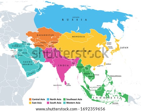 Foto stock: World Map Of South Asia Region And India Subcontinent Pakistan India Himalayas Bengal Chart