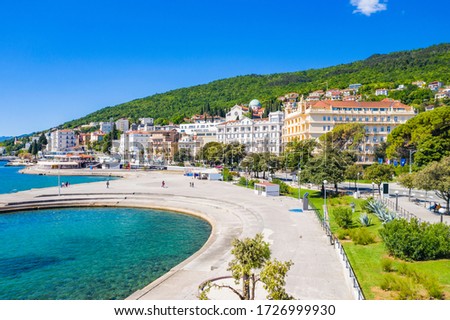 [[stock_photo]]: Town Of Opatija And Lungomare Sea Walkway Aerial Panoramic View