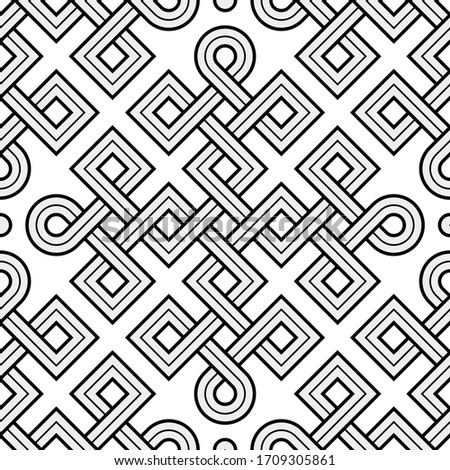 Stock fotó: Viking Seamless Pattern - Engraved Gold - Squares - Ring Edges