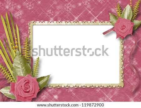 Stok fotoğraf: Card For Invitation Or Congratulation With Buttonhole And Lace