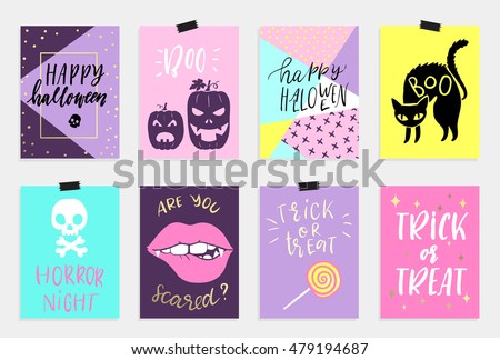 Stock photo: Happy Halloween Party Bright Colorful Pumpkins Creative Template