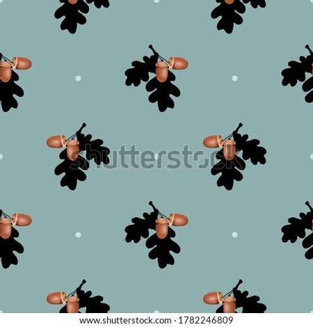 Foto stock: Old Grunge Paper With Autumn Oak Leaves And Acorns On The Wooden