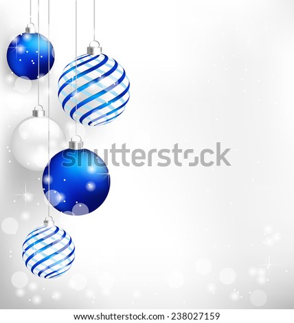 Stock foto: Blue Christmas Background With Christmas Ornaments Raster Versi