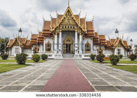 Stok fotoğraf: He Marble Temple Wat Benchamabopit Dusitvanaram In Bangkok Tha