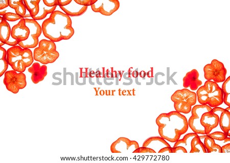 Stock photo: Pattern From Sliced Paprika Frame With Copy Space Isolated Pattern Bell Pepper Macro Texture