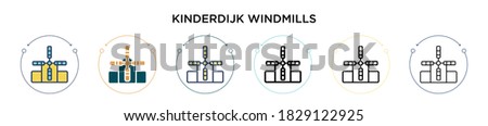 Stockfoto: Kinderdijk With Two Windmills