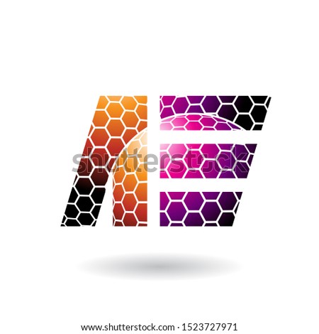 Сток-фото: Orange And Magenta Dual Letters Of A And E With Honeycomb Patter