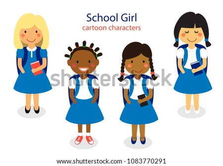 Zdjęcia stock: Asian Girl Vector School Child Animation Creation Set Face Emotions Gestures Health Concept Cy