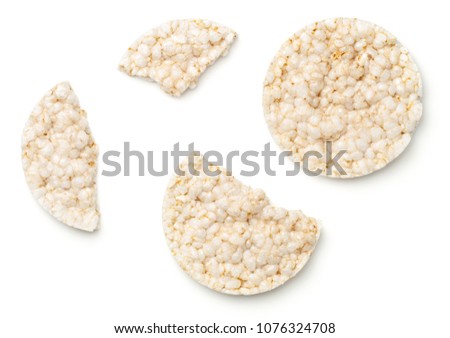 Stockfoto: Puffed Rice Bread Isolated On White Background Diet Crispy Round Rice Waffles