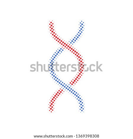 Foto stock: Blue And Red Dna Spiral Halftone Vector Icon Illustration Style Is Dotted Iconic Dna Spiral Icon Sy