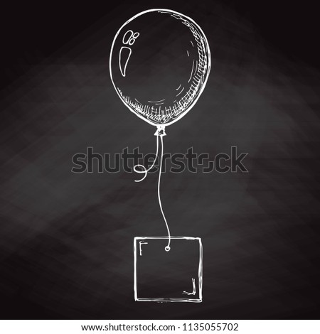 Stock fotó: Sketch Of A Balloon With A Card On A Rope Place For Text Congr