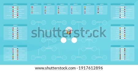 Сток-фото: Euro 2020 Football Championship Match Schedule With Flags Euro 2020 Timetable For Web And Print - H