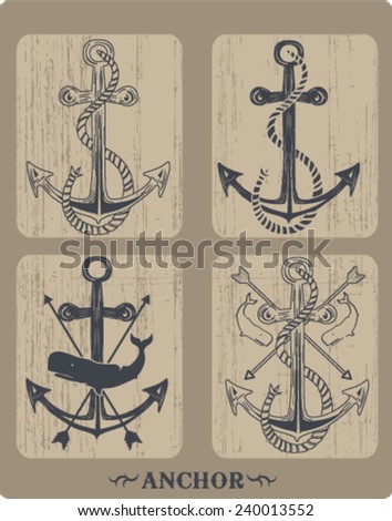 Zdjęcia stock: Vector Illustration Of Nautical Anchor Symbol Of Sailors Sail Cruise And Sea
