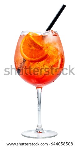 Stok fotoğraf: Glass Of Aperol Spritz Summer Cocktail With Orange Slices And Bar Spoon On Dark Wooden Background Wi