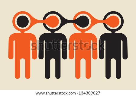 Stock photo: Chains Of Connected People With Graphical Information Indicators Chain Reaction Spread Of Informat